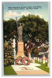 Vintage 1940's Postcard Maine Sailors Monument Sunk Havana Harbor Key West FL