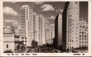 Brazil Sao Paulo Rua Sao Luiz Vintage RPPC C135