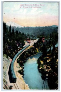 1911 Upper Sacramento River Train Canon Mt. Shasta In The Distance CA Postcard 