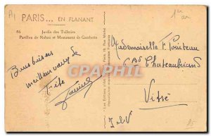 Old Postcard Paris while strolling garden Rohan Pavilion Tuileries and Gambet...