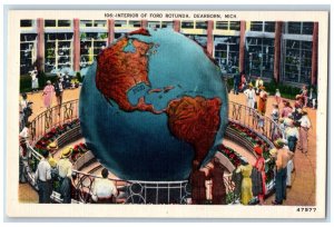 Interior Of Ford Rotunda Dearborn Michigan MI, World Globe Scene Postcard 