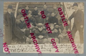 Lodi WISCONSIN RPPC 1906 FOOTBALL TEAM Posing SNOW nr Madison Sauk City Dane WI