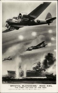 First Air Raid WWII Kiel Germany Bristol Blenheim Airplanes RPPC Postcard