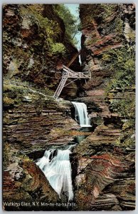 Vtg New York NY Watkins Glen Min-ne-ha-ha Falls 1910s Old View Postcard