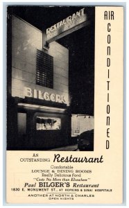 Baltimore Maryland Postcard Bilger's Restaurant Exterior Scene c1960's Vintage