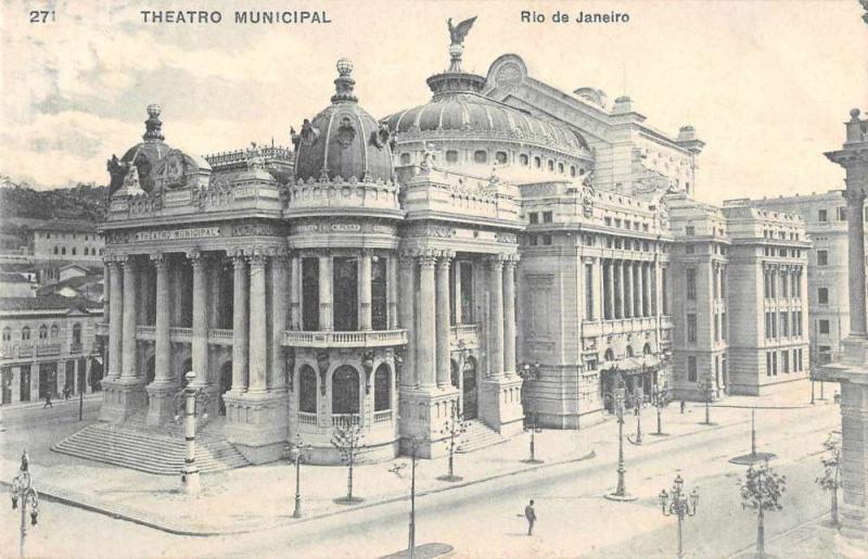 Rio de Janeiro Brazil panoramic view Theatro Municipal antique pc Z23956