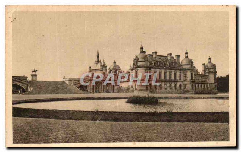 Old Postcard Chateau de Chantilly parterre taking view