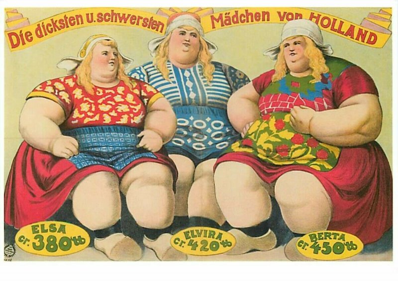 Circus Fat Woman Elsa Elvira and Berta Maidens from Holland Modern Postcard