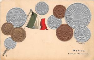 Foreign Numismatics Coin Collecting POSTCARD c1910 MEXICO Centavos Flag 2