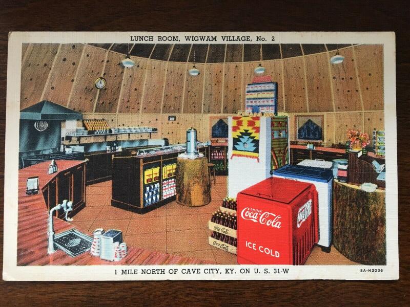 Lunch Room, Wigwam Villiage #2, Cave City, KY, Coca-Cola Coke Bottles Cooler D21