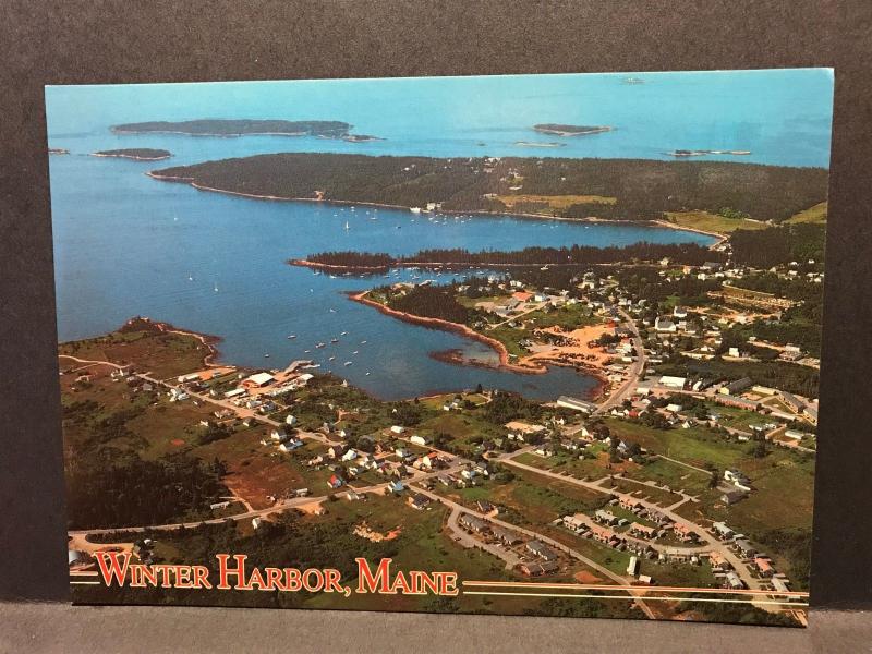 Postcard Aerial View of Winter Harbor, Maine unposted MS693