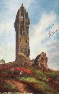 Vintage Postcard Vallace Monument Near Stirling Oilette Painting Raphael Tuck