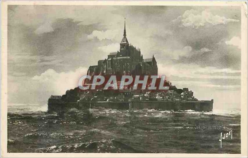 Old Postcard Mont St Michel (Manche) -the Mont per tide of equinox
