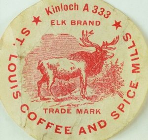 1880's Elk Brand, St. Louis Coffee & Spice Mills Victorian Card Sticker F92