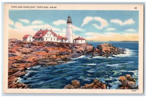 Portland Maine ME Postcard Portland View Of Headlight Lighthouse c1930's Vintage