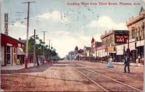 Postcard Looking West from Third Street in Phoenix, Arizona