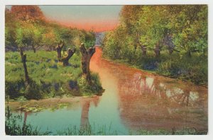 Scenic and Colorful River Scene in Switzerland - Art - Painting