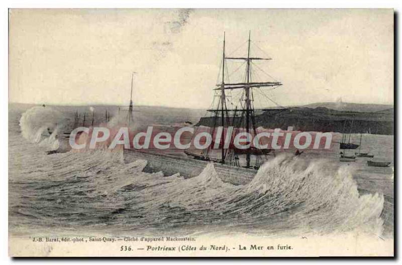 Old Postcard SAINT-QUAY-PORTRIEUX Port raging sea