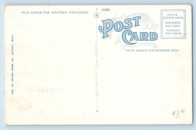 Windsor Ontario Canada Postcard Masonic Temple c1930's Vintage Unposted