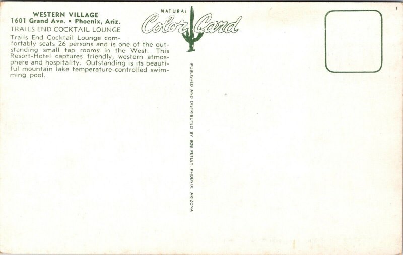 Postcard Western Village Trails End Cocktail Lounge in Phoenix, Arizona~138588