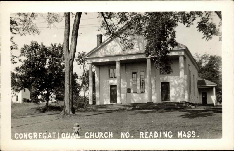 North Reading Massachusetts MA Congregational Church Real Photo Vintage Postcard