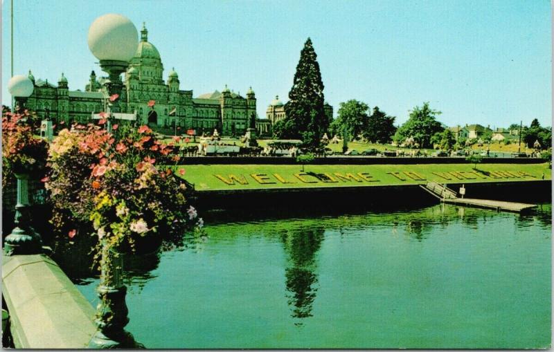 Welcome to Victoria BC Parliament Buildings UNUSED Vintage Postcard D97