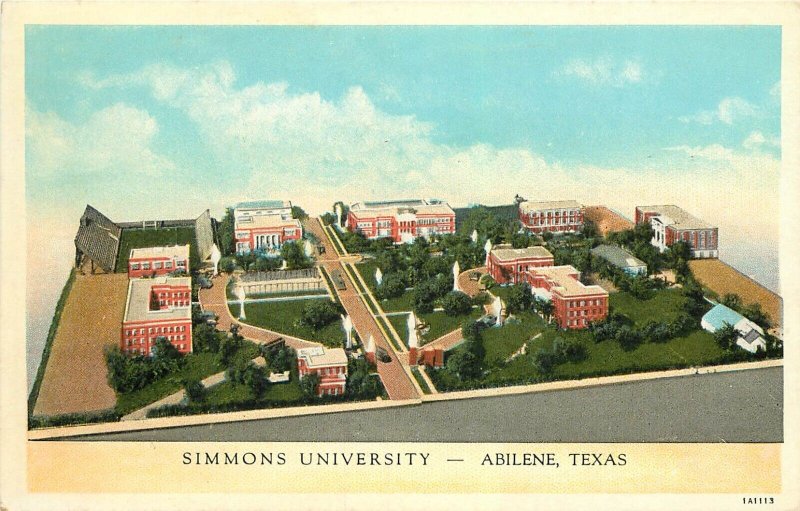 1920s Postcard; Simmons University Campus, Abilene TX, Unposted Curt Teich