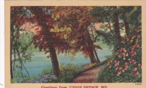 Maryland Greetings From Union Bridge Landscape Scene 1947