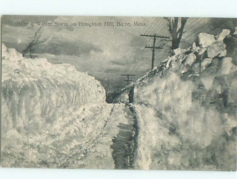 Pre-1907 WINTER STORM ON HOUGHTON HILL Barre by Leominster & Worcester MA AD8773