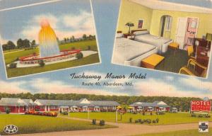 Aberdeen Maryland Tuckaway Manor Motel Multiview Linen Antique Postcard K20751