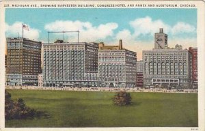 Illinois Chicago Michigan Avenue Showing Harvester Building Congress Hotel An...