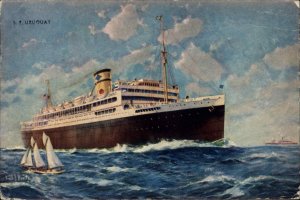 American Republics Liner Uruguay Steamer Steamship Vintage Postcard