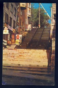 Quebec, Canada Postcard, Stairs From Petit Champlain To Mountain Hill