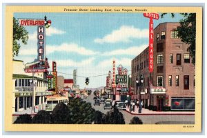 Las Vegas Nevada Postcard Fremont Street Looking East Classic Cars c1940 Vintage