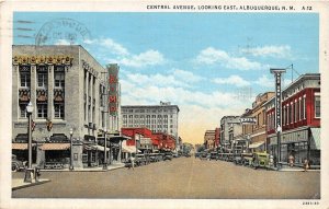H56/ Albuquerque New Mexico Postcard 1927 Central Avenu Stores Autos