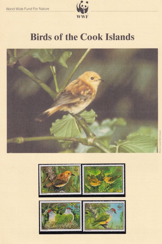 Birds Of The Cook Islands WWF Stamps and Set Of 4 First Day Cover Bundle