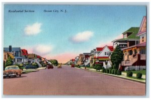 Ocean City New Jersey NJ Postcard Residential Section Street Classic Cars 1956