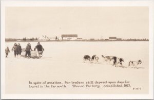 Fur Traders Dogs Team Moose Factory Ontario Canada Hudsons Bay RPPC Postcard H31