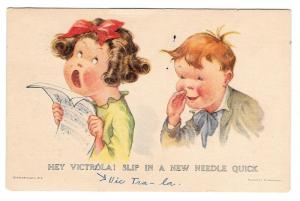 Twelvetrees Children Girl Singing Hey Victrola A/S Postcard