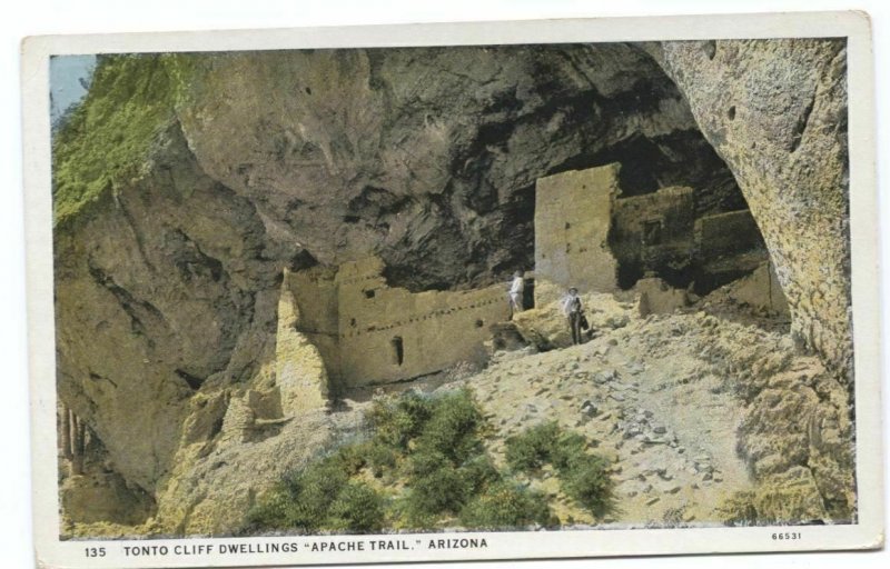 Postcard Tonto Cliff Dwellings Apache Trail Arizona AZ