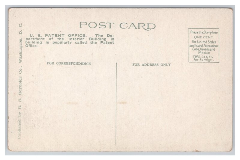 Washington D. C. Patent Office Postcard