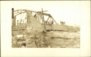 Flood? Damaged Bridge Brattleboro VT Cameo c1930 Real Photo Postcard