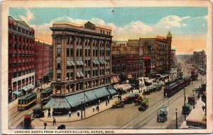 Looking North From Flatiron Building Akron Ohio Vintage Postcard C085
