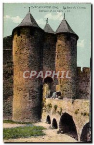 Old Postcard Carcassonne The door of the castle