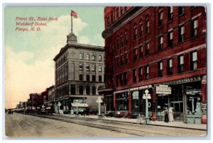 c1910's Front St. East From Waldorf Hotel Fargo North Dakota ND Antique Postcard 