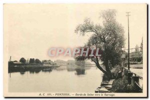 Old Postcard Pontoise Bords de Seine to the Dam