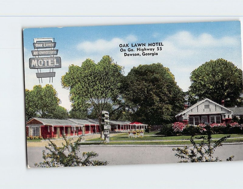 Postcard Oak Lawn Motel Dawson Georgia USA