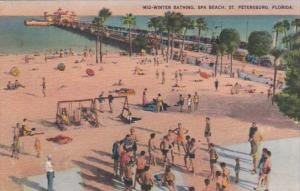 Florida St Petersburg Mid-Winter Bathing At The Spa Beach 1951