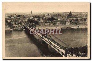Postcard Old Toulouse general view in the foreground the Suspension Bridge ov...