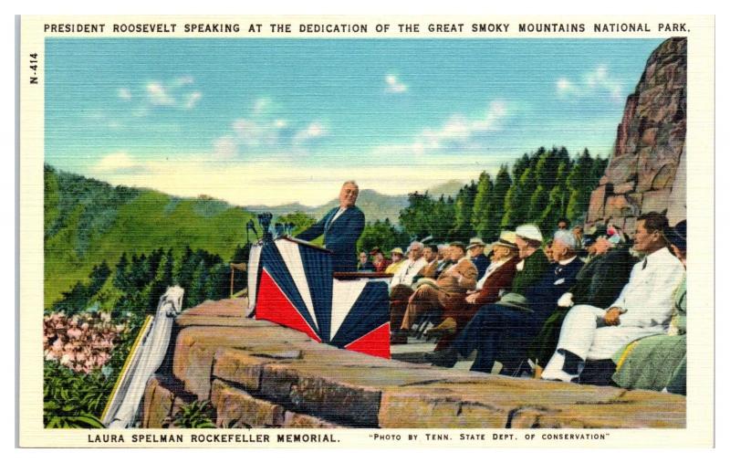 1940 FDR Dedicating Great Smoky Mountains National Park Postcard